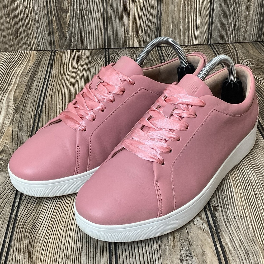 FitFlop Shoes Womens 9 Pink Leather Comfort Low Lace Up Rally Sneakers U42-668